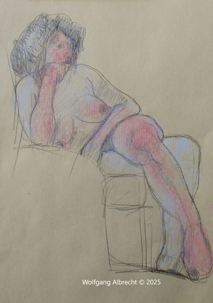 W. Albrecht Nackte Frau auf der Coach